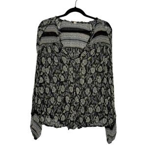 Free People “Beat of My Heart” Floral Button Down Blouse